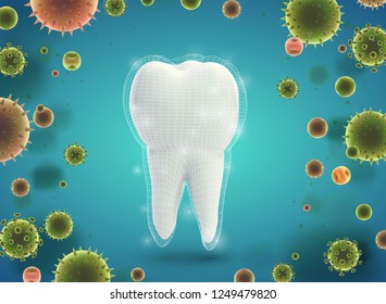 protection of teeth from caries and diseases. vector template