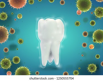 protection of teeth from caries and diseases. vector template