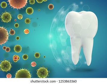 protection of teeth from caries and diseases. vector template