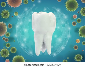 protection of teeth from caries and diseases. vector template