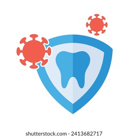 Protection teeth from germs icons, minimalist vector illustration and transparent graphic element. Isolated on white background