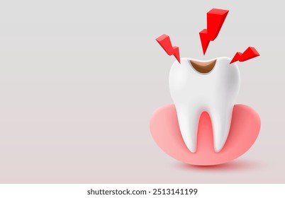 Proteção dos dentes, tratamento contra vírus e cáries. Ilustração vetorial