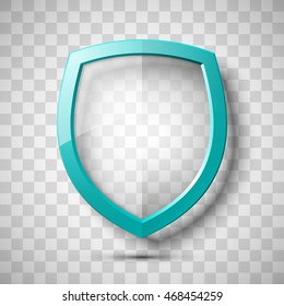 Concepto de escudo transparente de protección. Icono de placa de seguridad. Cartel de privacidad. Etiqueta de seguridad. Etiqueta de defensa. Ilustración del vector