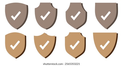 Protection and unprotection, shield checkmark shield cross. color shield checkmark, cross, approved, rejected, yes, no.  check mark and padlock, Shield security icon, Safety, protection sign eps 10