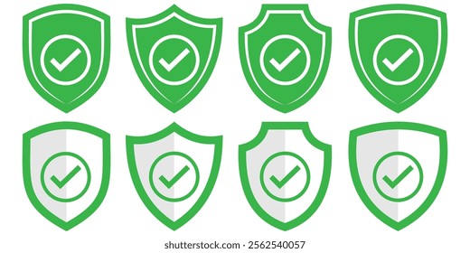 Protection and unprotection, shield checkmark icon. shield checkmark, cross, approved icon. Shield check mark icon vector illustration eps 10.