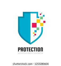 Protection - vector business logo template concept illustration. Abstract shield sign. Graphic design element.