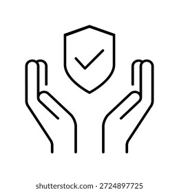 Ícone de vetor de proteção. Sinal de Ilustração de Defesa.  Símbolo de segurança. logotipo de segurança.