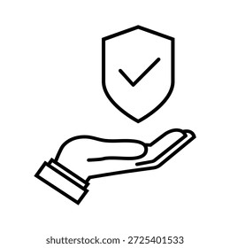 Ícone de vetor de proteção. Sinal de Ilustração de Defesa.  Símbolo de segurança. logotipo de segurança.