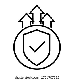 Ícone de vetor de proteção. Sinal de Ilustração de Defesa.  Símbolo de segurança. logotipo de segurança.