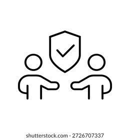 Ícone de vetor de proteção. Sinal de Ilustração de Defesa.  Símbolo de segurança. logotipo de segurança.