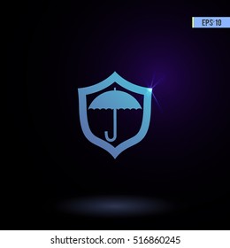 Protection vector icon. Graphic symbol for web design, logo. Isolated sign on a black background.