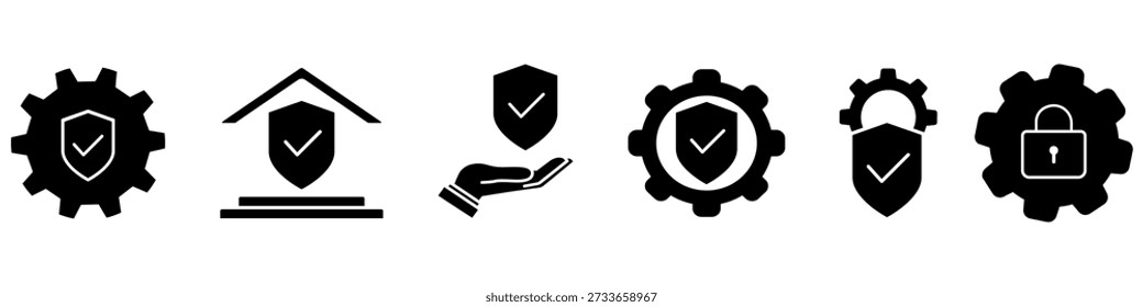 Protection vector icon set. Defense Illustration sign collection.  Security symbol. safety logo.