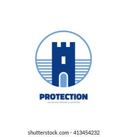 Protection - vector logo concept illustration. Abstract tower of castle sign. Design element.