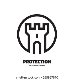 Protection - vector logo template concept illustration. Abstract tower of castle sign. Design element. 