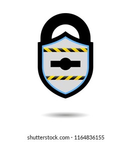 Protection vector. The shield icon in the style of a castle. Graphic design concept, isolated background. Web security guard. Use in project and mobile applications.