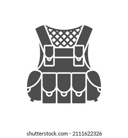 Protection vest, vector flat paintball or airsoft icon
