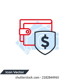 ilustración vectorial del logotipo del icono de la cartera de protección. Plantilla de símbolo de pagos de seguridad para la recopilación de diseño gráfico y web