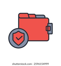 protection and wallet icon. vector.Editable stroke.linear style sign for use web design,logo.Symbol illustration.