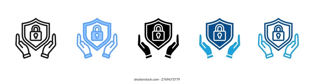 Protection web icon with multiple style collection