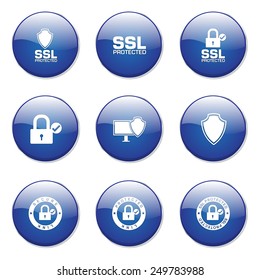 Protection Web Internet Blue Vector Button Icon Design Set