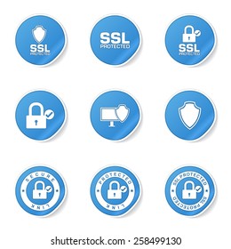 Protection Web Internet Blue Vector Button Icon Design Set