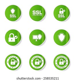Protection Web Internet Green Vector Button Icon Design Set