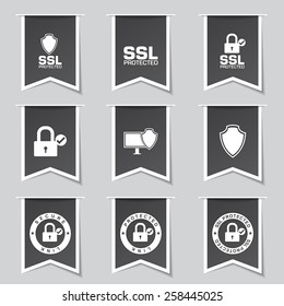 Protection Web Internet Label Vector Black Button Icon Design Set
