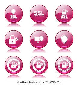 Protection Web Internet Pink Vector Button Icon Design Set