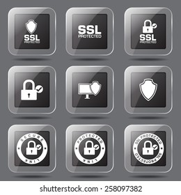 Protection Web Internet Square Vector Black Button Icon Design Set