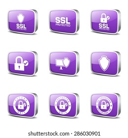 Protection Web Internet Square Vector Violet Icon Design Set