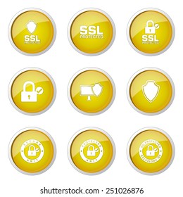 Protection Web Internet Yellow Vector Button Icon Design Set