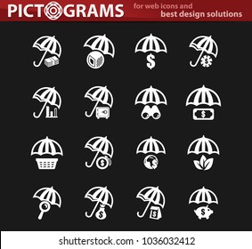 Protection white icons set for web sites and user interface
