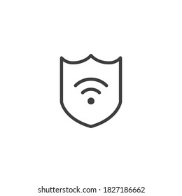 WiFi de protección. Red privada. Escudo con símbolo wi-fi. VPN - icono de red privada virtual. Icono del escudo vectorial. Icono de vector de seguridad. Icono de protección. Protección activada. Seguridad activa. Cortafuegos