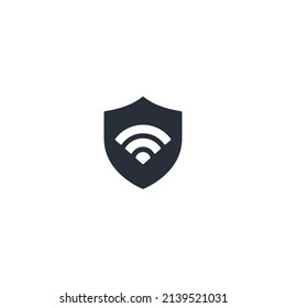 Protection wifi. Private network. Shield with wi-fi symbol. VPN - virtual private network icon. Vector shield icon. Security vector icon. Protection icon. Protection activated. Active safety. Firewall