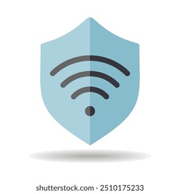 Icono de Vector wifi de protección. Red privada. Escudo con símbolo wi-fi. Señal de seguridad. Símbolo del gráfico para su diseño del Sitio web, logotipo, App, UI