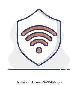Ícone do vetor de WiFi de proteção. Rede privada. Escudo com símbolo wi-fi. Sinal de segurança. Símbolo de gráfico para o design, o logotipo, o aplicativo, a interface do usuário do seu site