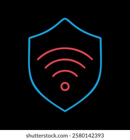 Protection wifi vector on black background icon. Private network. Shield with wi-fi symbol. Security sign. Graph symbol for your web site design, logo, app, UI