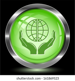 Protection world. Internet button. Vector illustration.