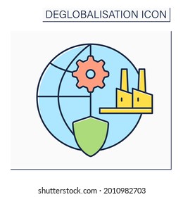 Protectionism color icon. Strengthening manufacturing sector. Deglobalisation concept. Isolated vector illustration