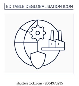 Protectionism line icon. Strengthening manufacturing sector. Deglobalisation concept. Isolated vector illustration. Editable stroke