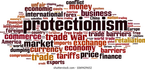 Protectionism word cloud concept. Vector illustration