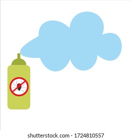 Protective agent, insect spray. Insect-mite in a round frame. Vector illustration.