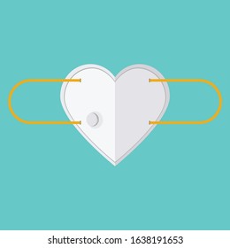 Protective Air Mask In The Form Of Heart Against Virus Outbreak Vector Illustration Study