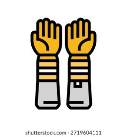 schützende Imkerei Handschuhe Farbe Symbol Vektor. Zeichen für schützende Imkerei-Handschuhe. einzelne Symbolgrafik