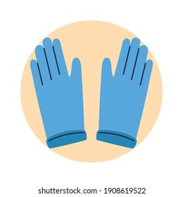 guantes azules protectores, protección contra virus y bacterias diseño de ilustraciones vectoriales