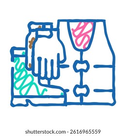 protective clothing tool work doodle icon sketch vector. protective clothing tool work sign. isolated symbol illustration
