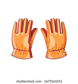 Protective colorful mens gloves for hiking. Travelers gear. Tourists equipment design elements. Cartoon style vector illustration for poster, web design, banner, icon, logo or badge.