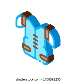 Vector de iconos de la caja de cambios protectora. Signo de chaleco protector isométrico. ilustración de símbolo aislado de color