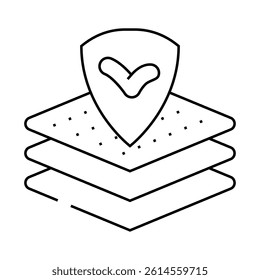 protective cover product label caution line icon vector. protective cover product label caution sign. isolated contour symbol black illustration