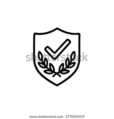 A protective crest shield drawn in a bold organic monoline marker style signifying course mastery and robust educational achievements